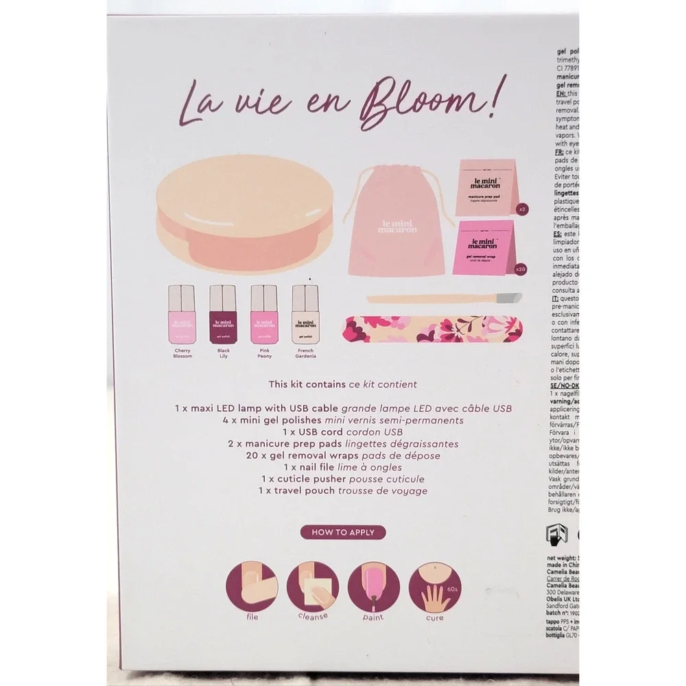 New Le Mini Macaron Deluxe Gel Manicure Set w/ Maxi LED Lamp La Vie en Bloom